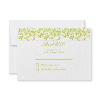 The Sarah Jane lime green and white wedding RSVP invitation