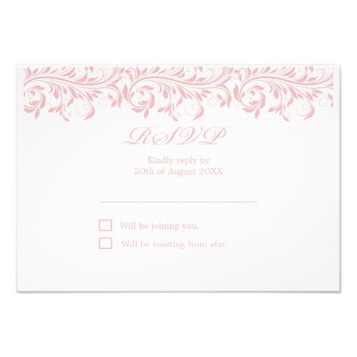The Sarah Jane pink and white wedding RSVP Announcements