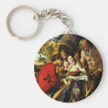 The Satyr And The Peasant By Jacob Jordaens Keychain
