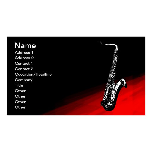 The Saxophone Business Card (front side)