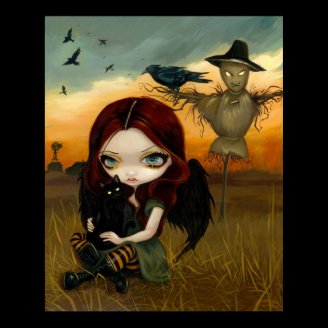 The Scarecrow gothic fairy cat halloween Art Print
