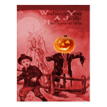 The Scarecrow (Vintage Halloween Card) Postcard