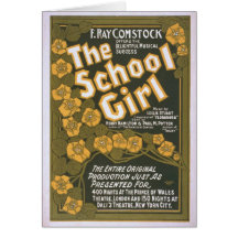 The School Girl Retro Theater Greeting Cards