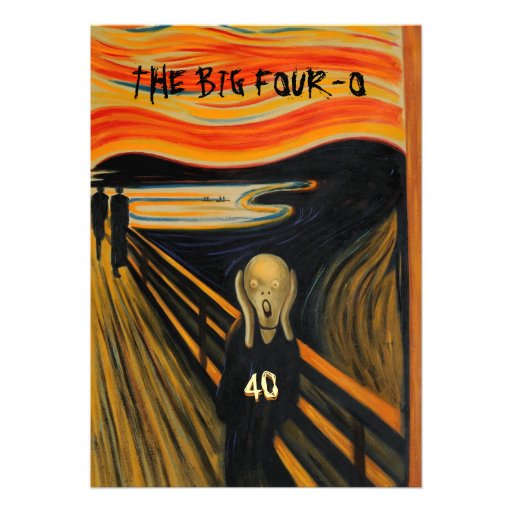 The Scream - Funny 40th Birthday Personalized Invite (front side)