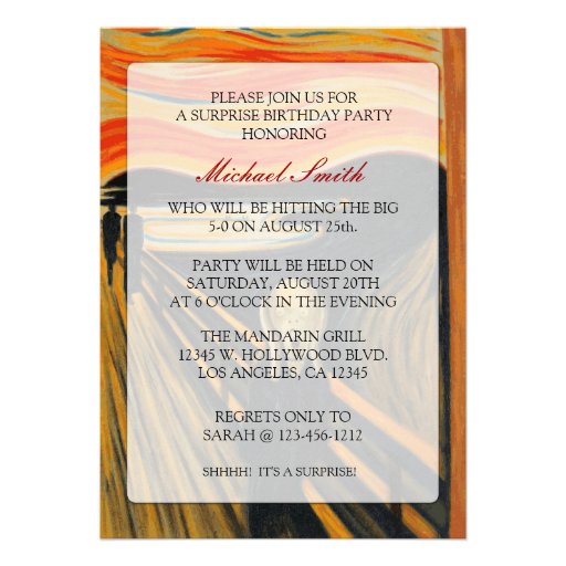 The Scream - Funny 50th Birthday Personalized Announcements