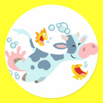 The Sea Cow and Fish Friends Sticker