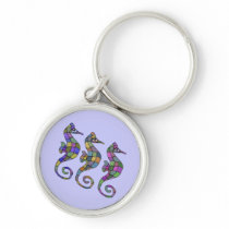 The Seahorse Rainbow Silver Keychain