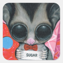 sugar, fueled, michael, banks, glider, animal, creepy, cute, big, eyed, pop, surrealism, lowbrow, pink, bear, coallus, Sticker with custom graphic design