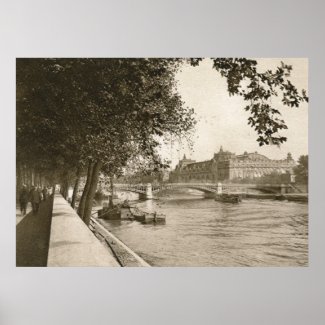 The Seine, Paris, France Vintage print