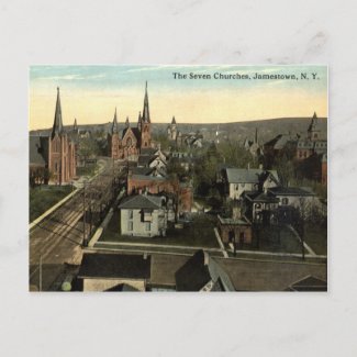 The Seven Churches, Jamestown NY c1915 vintage postcard