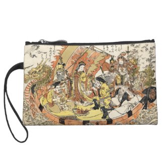 The Seven Gods Good Fortune in the Treasure Boat Wristlet Clutches