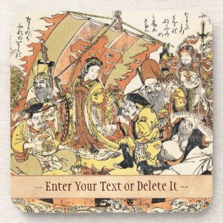 The Seven Gods Good Fortune in the Treasure Boat Drink Coasters