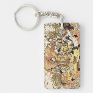 The Seven Gods Good Fortune in the Treasure Boat Acrylic Key Chains