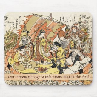 The Seven Gods Good Fortune in the Treasure Boat Mouse Pads
