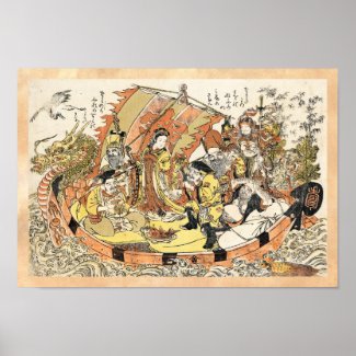 The Seven Gods Good Fortune in the Treasure Boat Posters