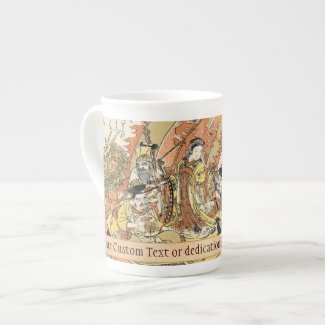 The Seven Gods Good Fortune in the Treasure Boat Bone China Mugs