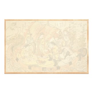 The Seven Gods Good Fortune in the Treasure Boat Stationery Design