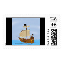 The Ship WIth Pirates Postage Stamp