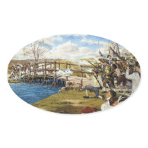 The Shot Heard 'Round the World Domenick D'Andrea Oval Stickers