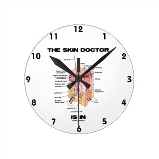 The Skin Doctor Is In (Anatomy Dermatology) Round Wallclocks