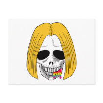 The Skull Smiley Bobed Hair Blond Rainbow B postcards