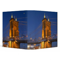 The skyline of Cincinnati, Ohio, USA at dusk 3 Ring Binders