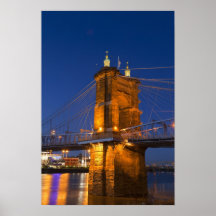 The skyline of Cincinnati, Ohio, USA at dusk Posters