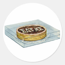The Small Cake Said Eat Me, So Alice Did! Round Sticker