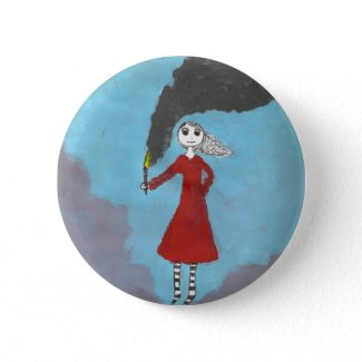 The Smoke Gothic girl button