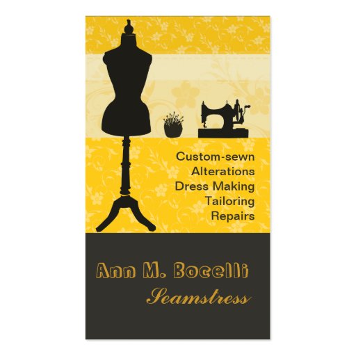 The Spirited Seamstress Gold Business Card Templates (front side)