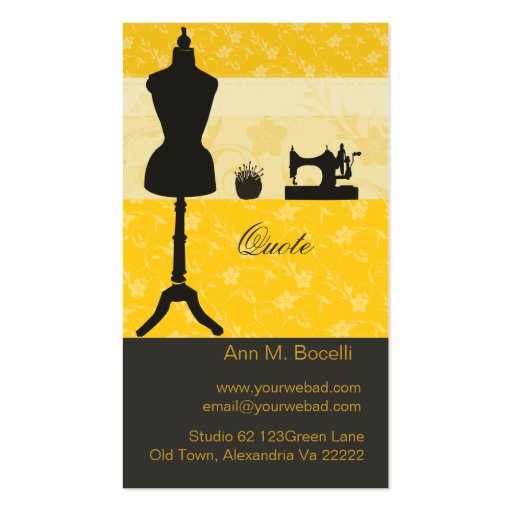 The Spirited Seamstress Gold Business Card Templates (back side)