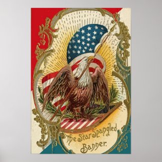 The Star Spangled Banner Eagle American Flag Print
