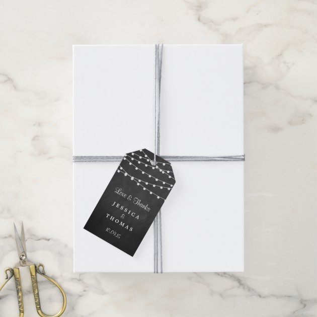 The String Lights On Chalkboard Wedding Collection Pack Of Gift Tags-2