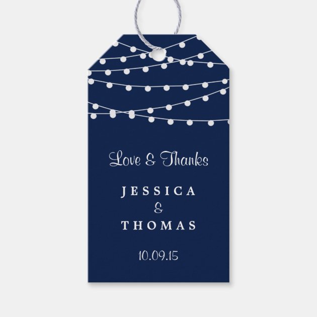 The String Lights On Navy Blue Wedding Collection Pack Of Gift Tags