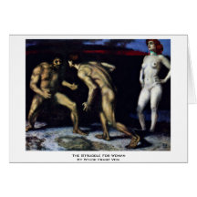 The Struggle For Woman By Stuck Franz Von Greeting Cards