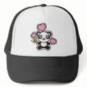 The stuffed toy of the panda hats