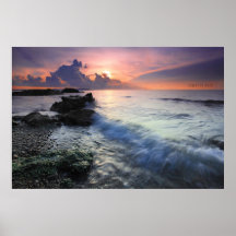 The sun rises and the wave crashes posters