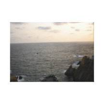 The Sun Setting In Acapulco Stretched Canvas Print