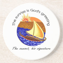 The sunrise is Gods greeting Christian saying coasters