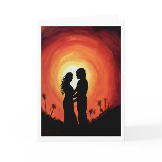 The Sunset Embrace Valentine's Card card