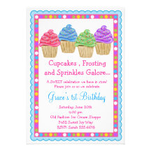 The Sweetest Cupcakes  Birthday Invitation