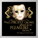 The Taming of the Shrew Quote (Gold Version) Print