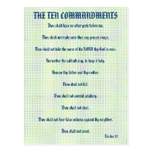 The Ten Commandments Green Grid Postcard