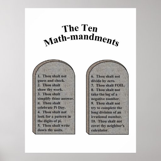 The Ten Math-Mandments Posters
