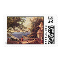 The Terrace At Marly By Robert Hubert Postage Stamp