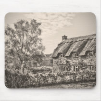 The Thatched Cottage (Vintage B&W) mouse mat mousepads