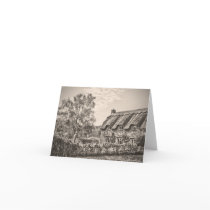 The Thatched Cottage (Vintage B&W) Note card cards