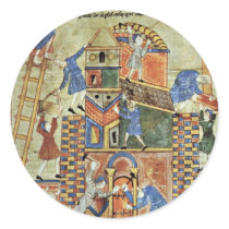 The Tower Of Babel By Meister Der Paraphrasen Des Round Stickers