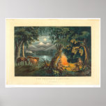 The Trapper's Camp-fire 1866 (1779A) Posters