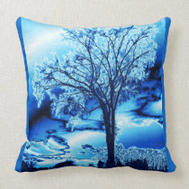 The Tree in Blue Ice American Mojo Pillow pillows